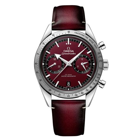 omega burgundy watch|omega speedmaster 57 chronograph.